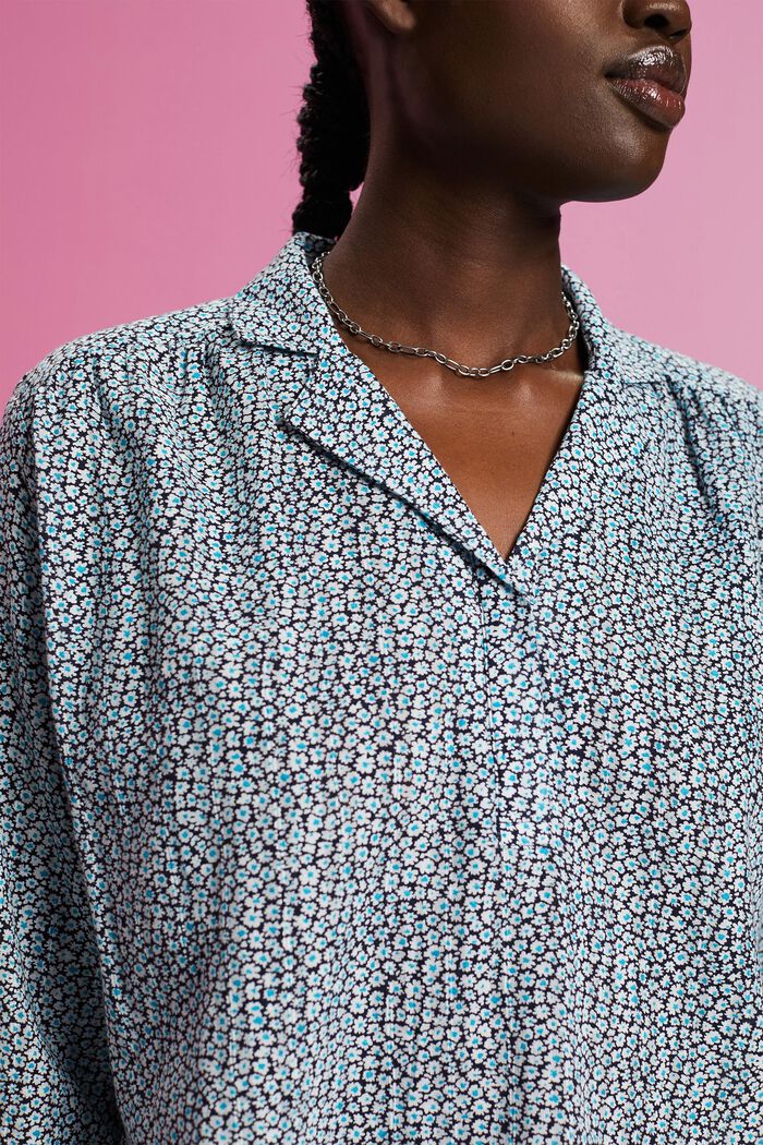 Katoenen blouse met bloemenprint, NAVY, detail image number 2