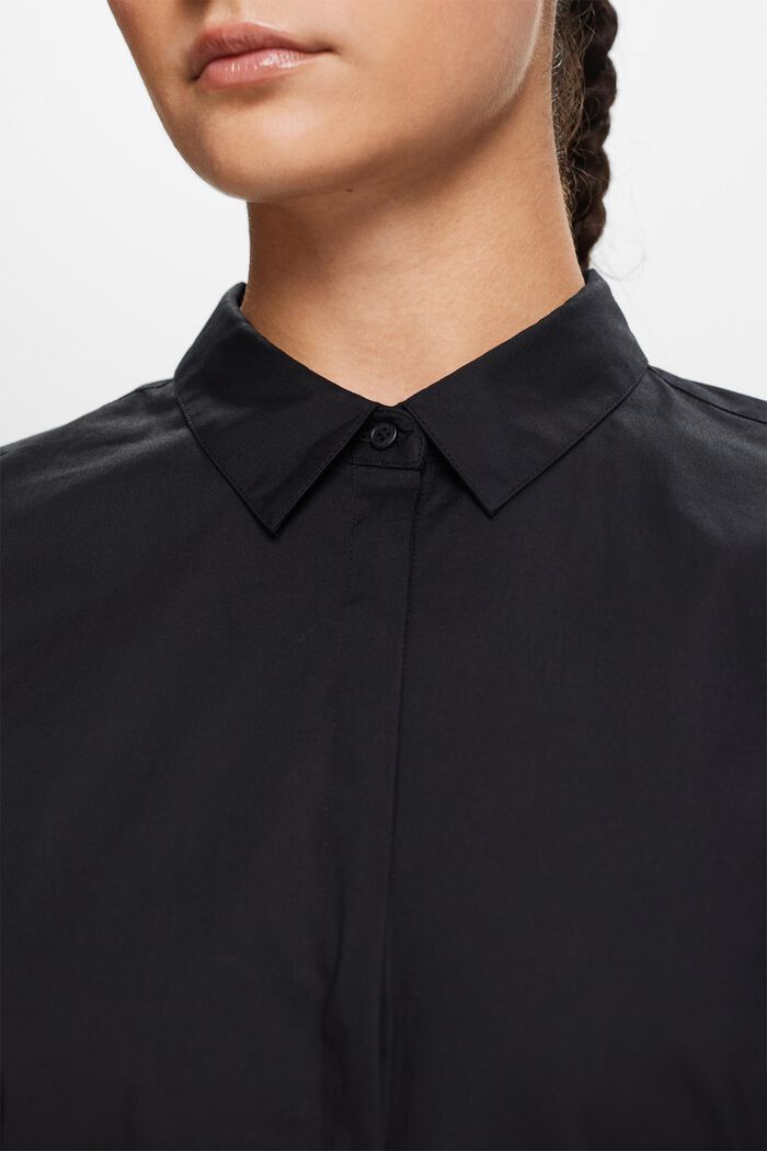 Shirt met lange mouwen van popeline, BLACK, detail image number 1