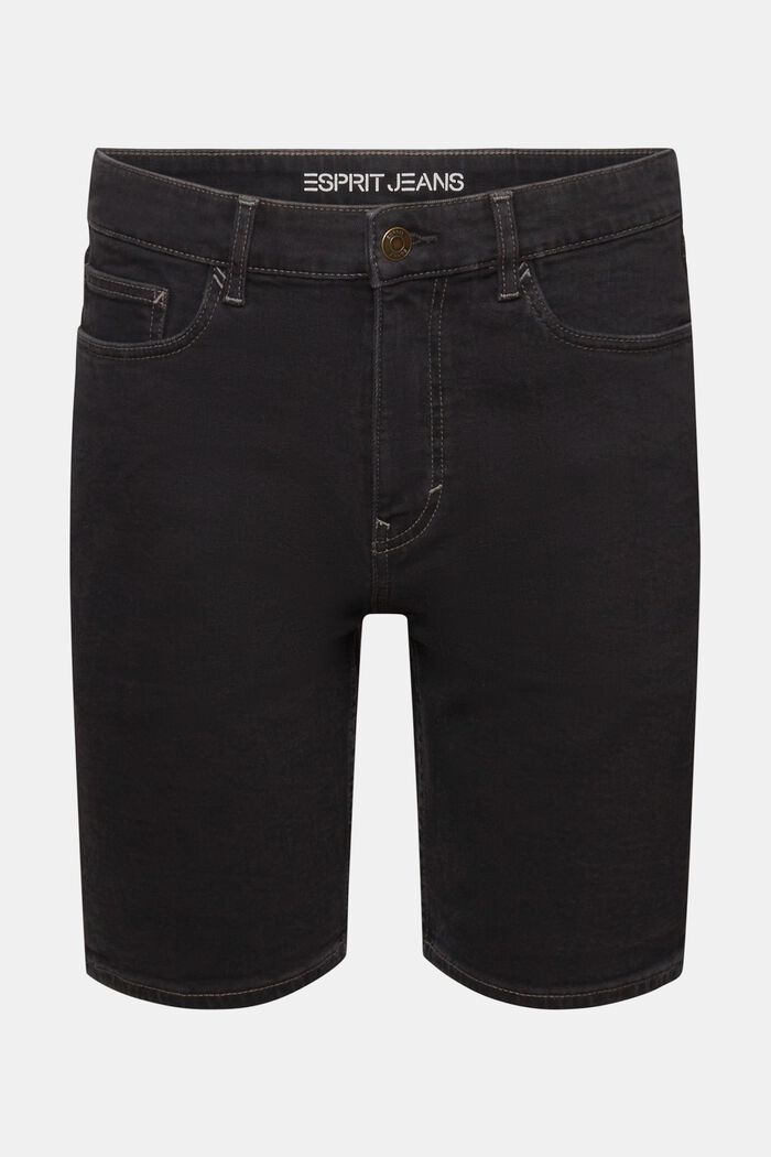 Short en jean de coupe droite, BLACK DARK WASHED, detail image number 7