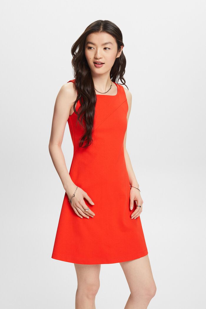 Mouwloze punto mini-jurk, RED, detail image number 0