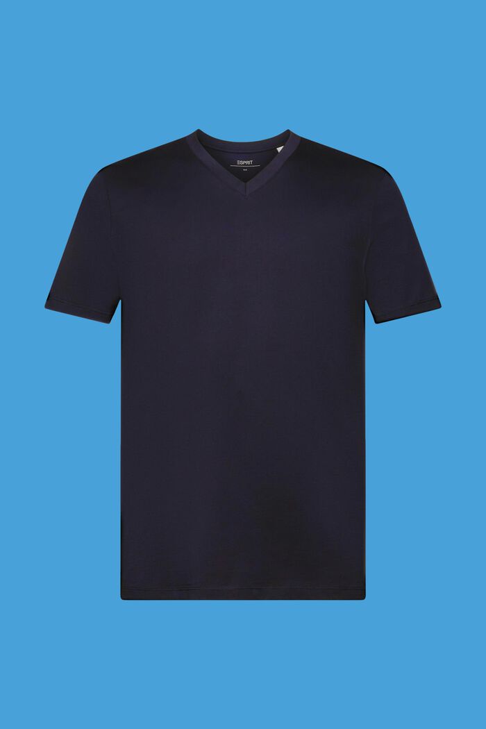 T-shirt en coton à encolure en V de coupe Slim Fit, NAVY, detail image number 6