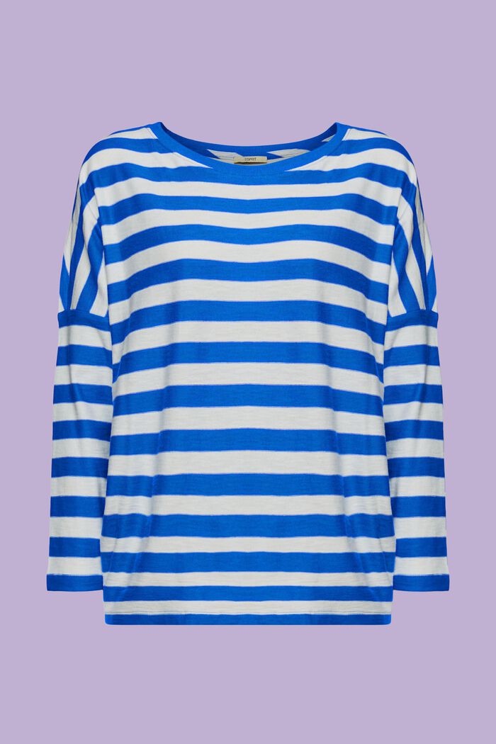 Gestreept T-shirt van katoen, BRIGHT BLUE, detail image number 6