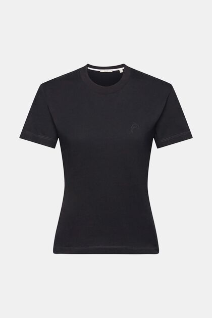 T-shirt en coton à imprimé dauphin, BLACK, overview