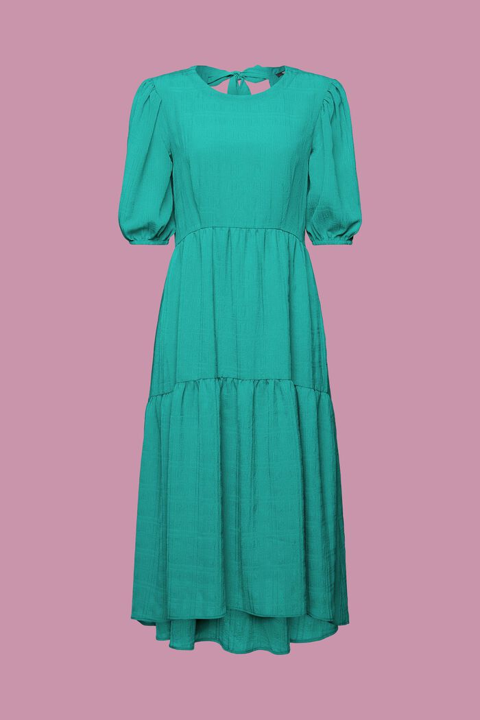 Lichte midi-jurk met ballonmouwen, EMERALD GREEN, detail image number 6