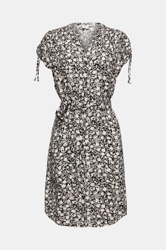 Midi-jurk met motief, LENZING™ ECOVERO™, BLACK, detail image number 8