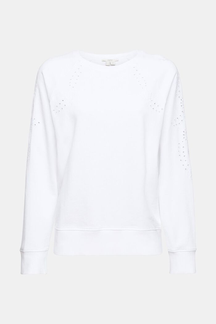 Sweatshirt met borduursels, WHITE, overview