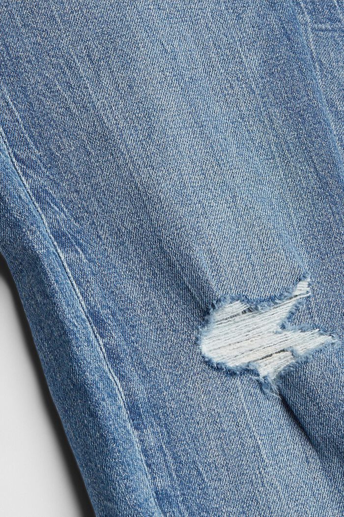 Destroyed jeans van biologisch katoen, BLUE MEDIUM WASHED, detail image number 4