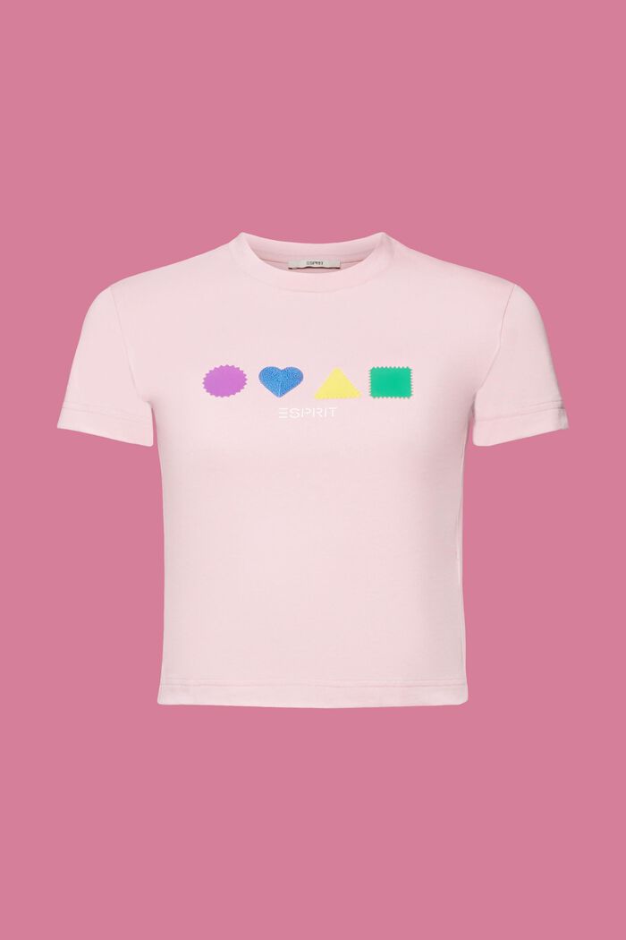 T-shirt van organic cotton met geometrische print, PINK, detail image number 6