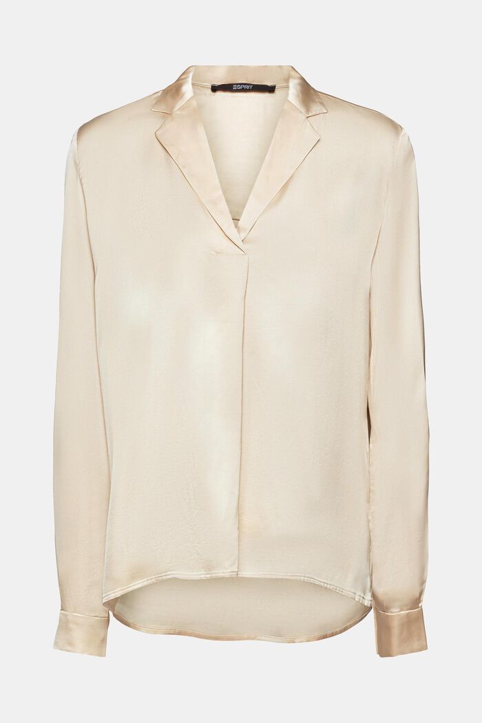 Satijnen blouse met reverskraag, LENZING™ ECOVERO™, DUSTY NUDE, detail image number 5