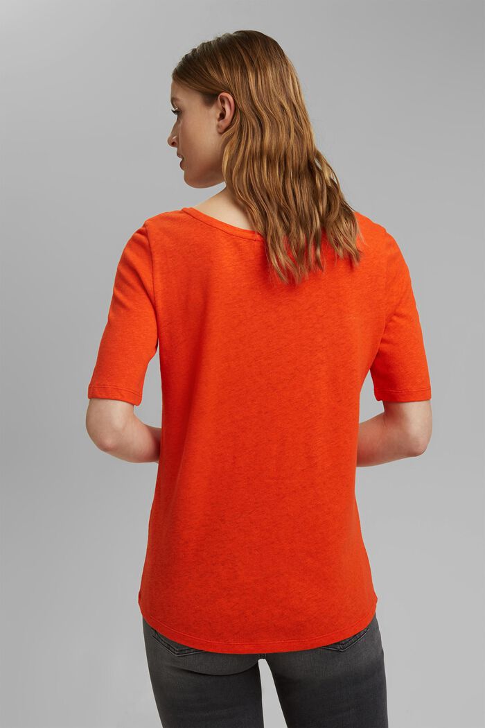 À teneur en lin : t-shirt basique, ORANGE RED, detail image number 3