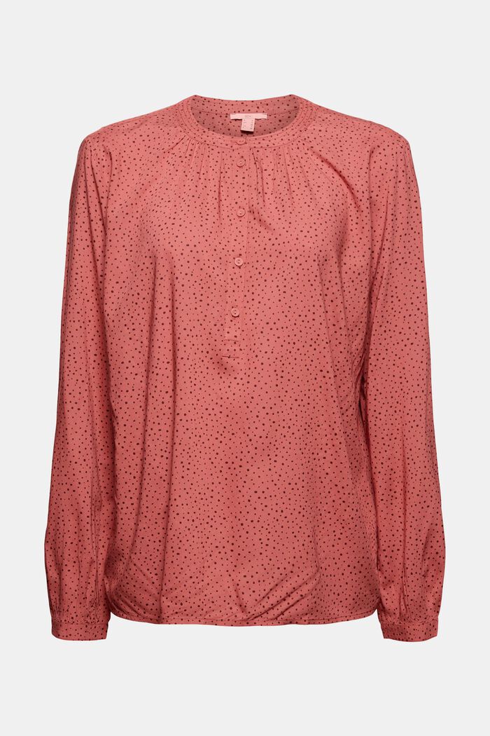 Henley blouse met print, LENZING™ ECOVERO™, CORAL, overview