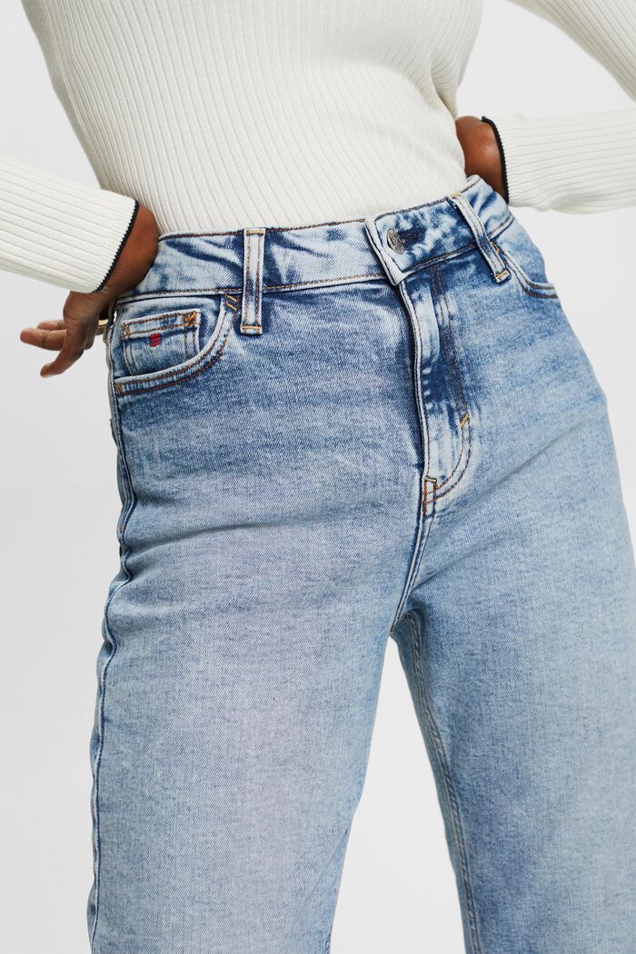 Straight jeans met retrolook en hoge taille, BLUE LIGHT WASHED, detail image number 2