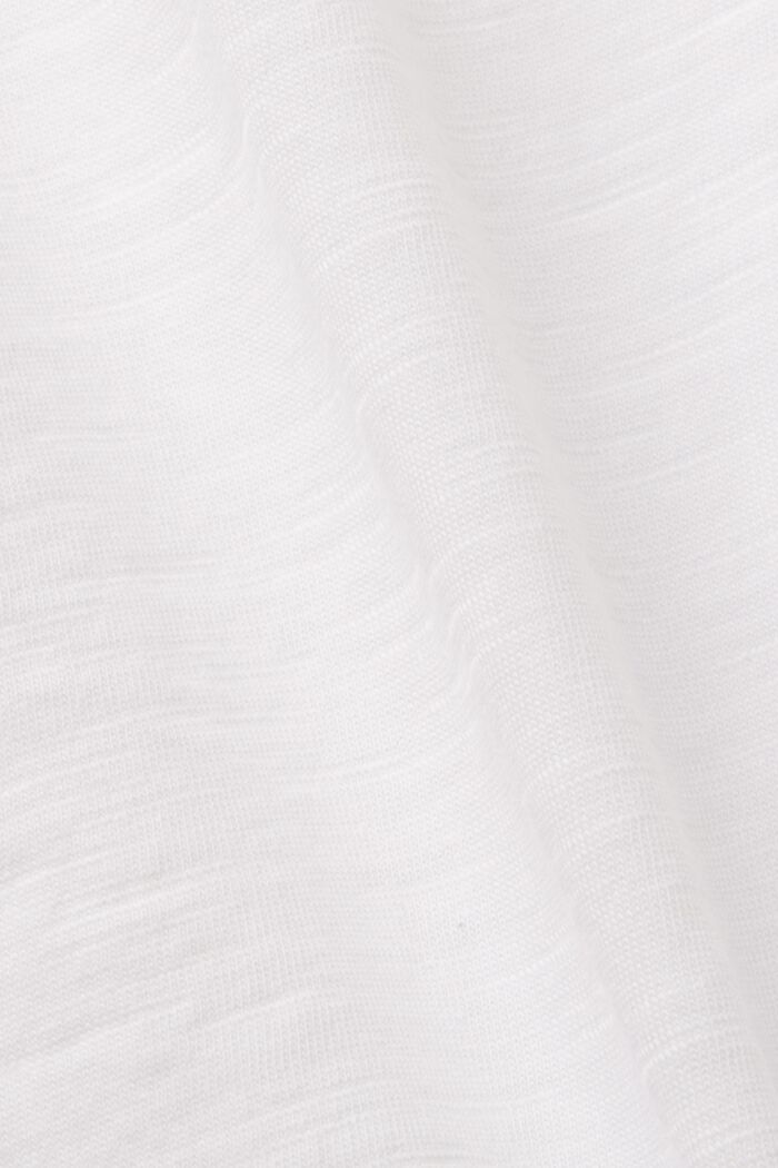 Katoenen T-shirt met mouwen met opengewerkt motief, WHITE, detail image number 4