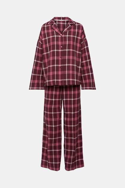 Ensemble de pyjama à carreaux en flanelle, BORDEAUX RED, overview