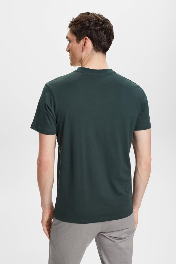 T-shirt en coton à encolure en V de coupe Slim Fit, TEAL BLUE, detail image number 3