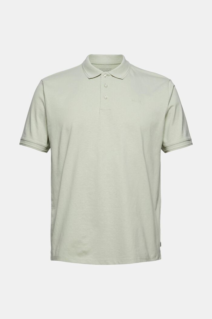 À teneur en lin et coton biologique : Polo en jersey, PASTEL GREEN, detail image number 0