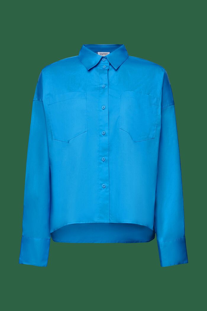 Chemise boutonnée en popeline de coton, BLUE, detail image number 5
