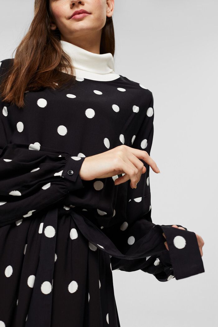 Mini-jurk met ceintuur, LENZING™ ECOVERO™, BLACK, detail image number 3