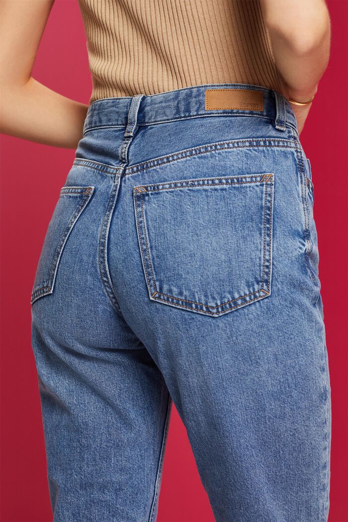 Mom fit jeans met hoge taille, katoenmix, BLUE LIGHT WASHED, detail image number 2