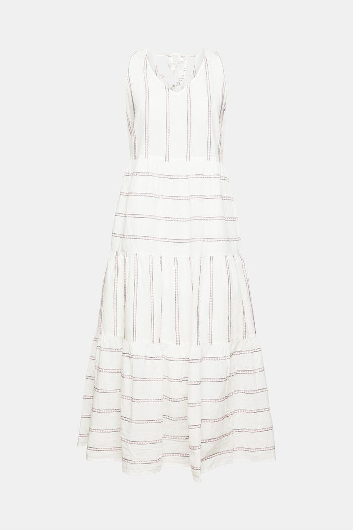 Midi-jurk met geborduurde strepen, OFF WHITE, detail image number 7