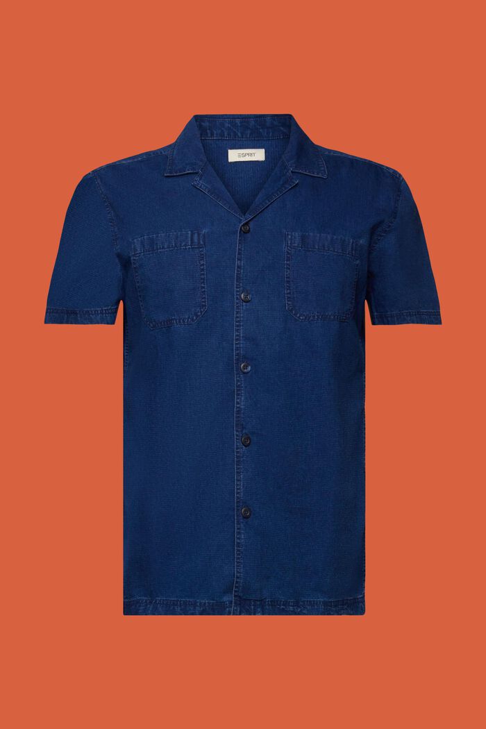 Chemise à manches courtes en jean, 100 % coton, BLUE DARK WASHED, detail image number 7