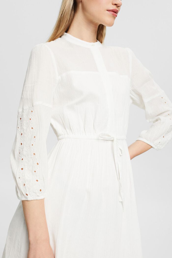 Midi-jurk van 100% katoen, OFF WHITE, detail image number 3