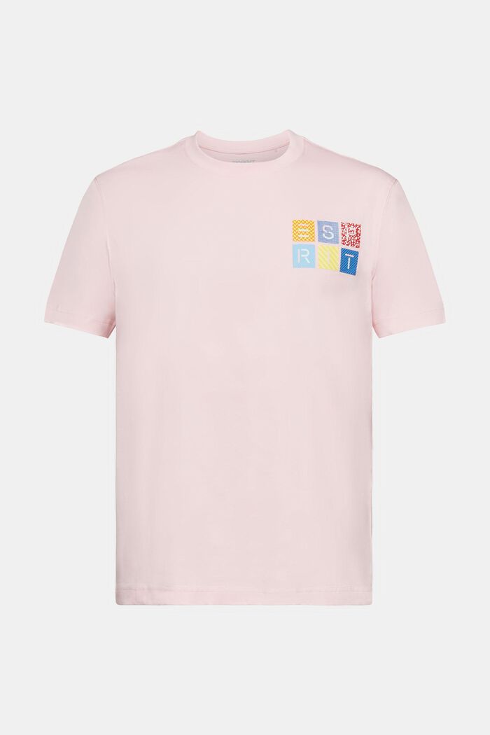 T-shirt van katoen-jersey met logo, PASTEL PINK, detail image number 6