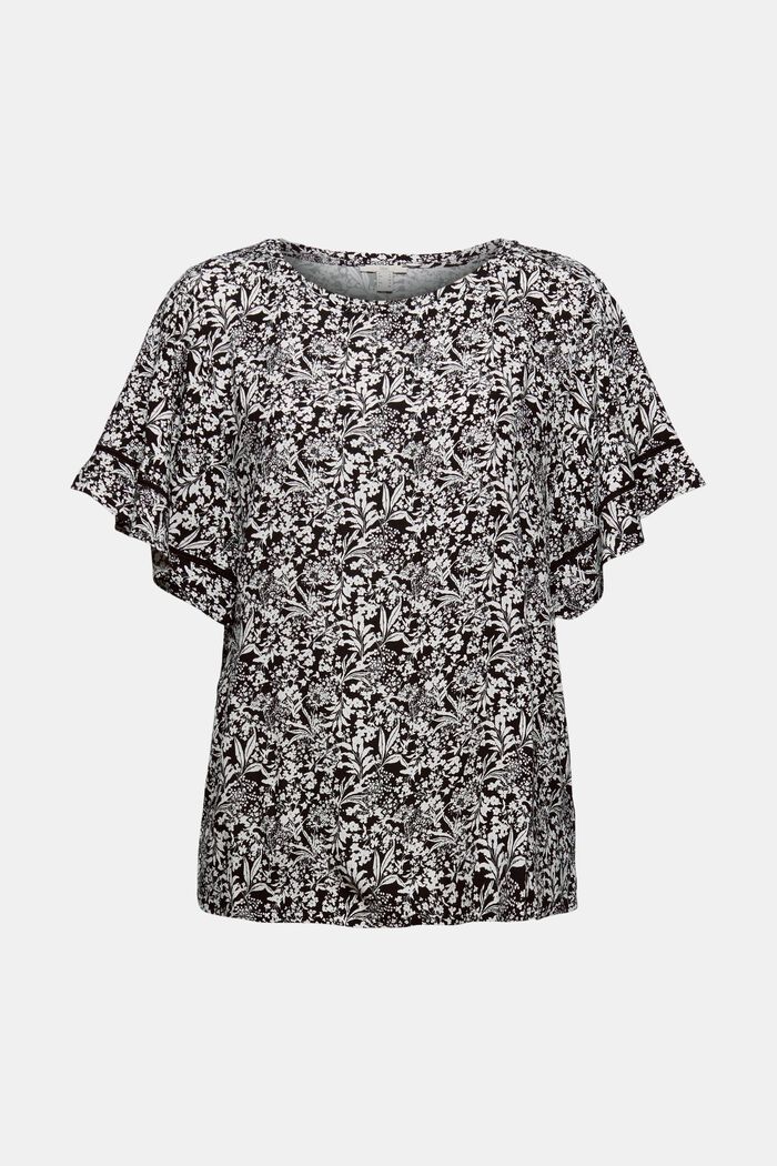 Top façon blouse à motif en fibres LENZING™ ECOVERO™, BLACK, detail image number 7
