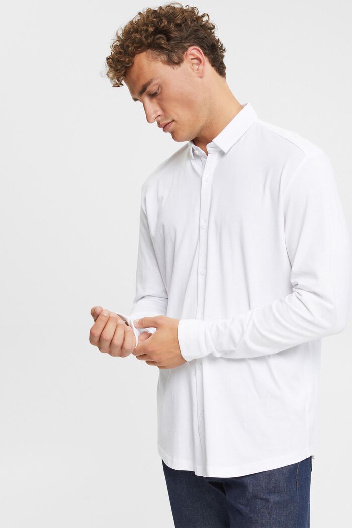 Jersey shirt, 100% katoen, WHITE, detail image number 0