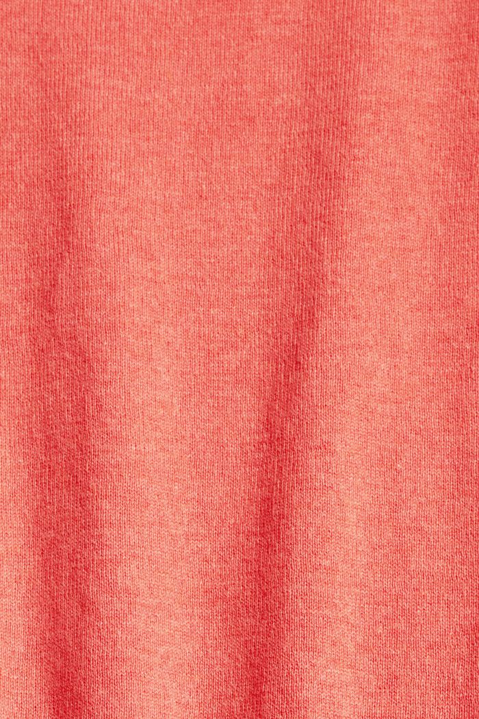 Fijngebreide trui van 100% katoen, CORAL, detail image number 1