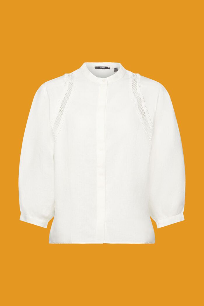 Geweven linnen blouse, OFF WHITE, detail image number 6