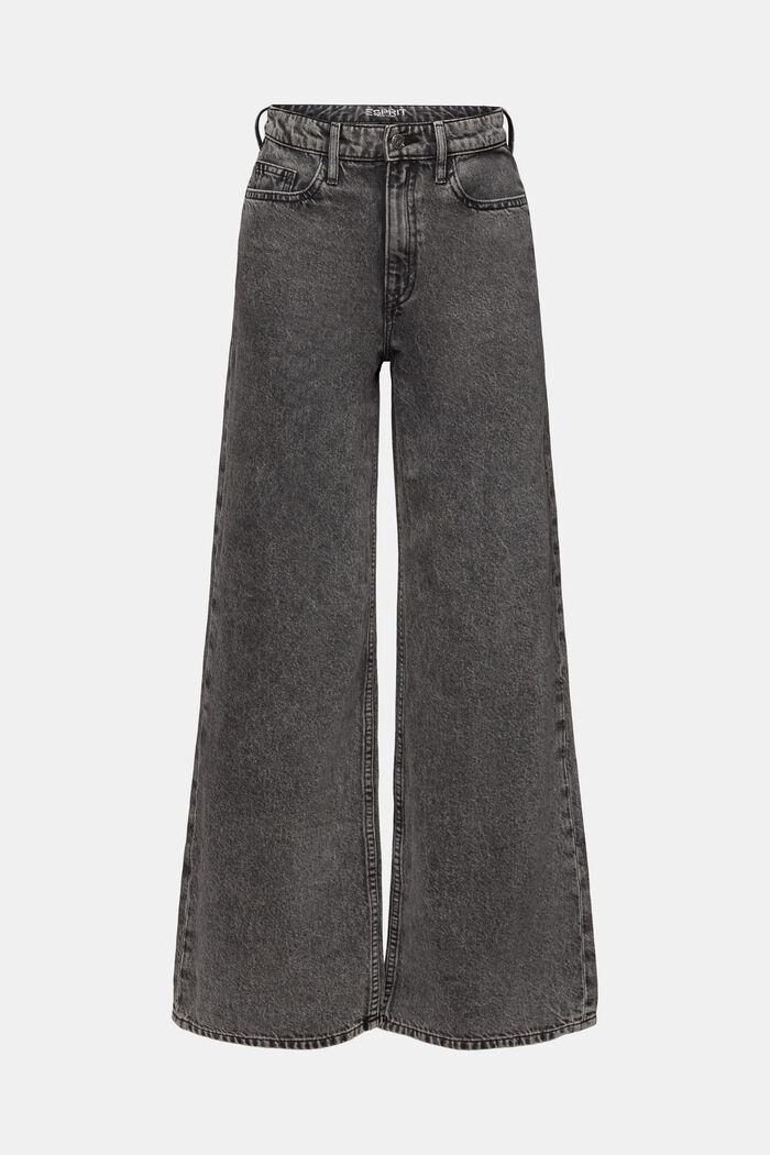 Retro jeans met hoge taille en wijde pijpen, GREY DARK WASHED, detail image number 7