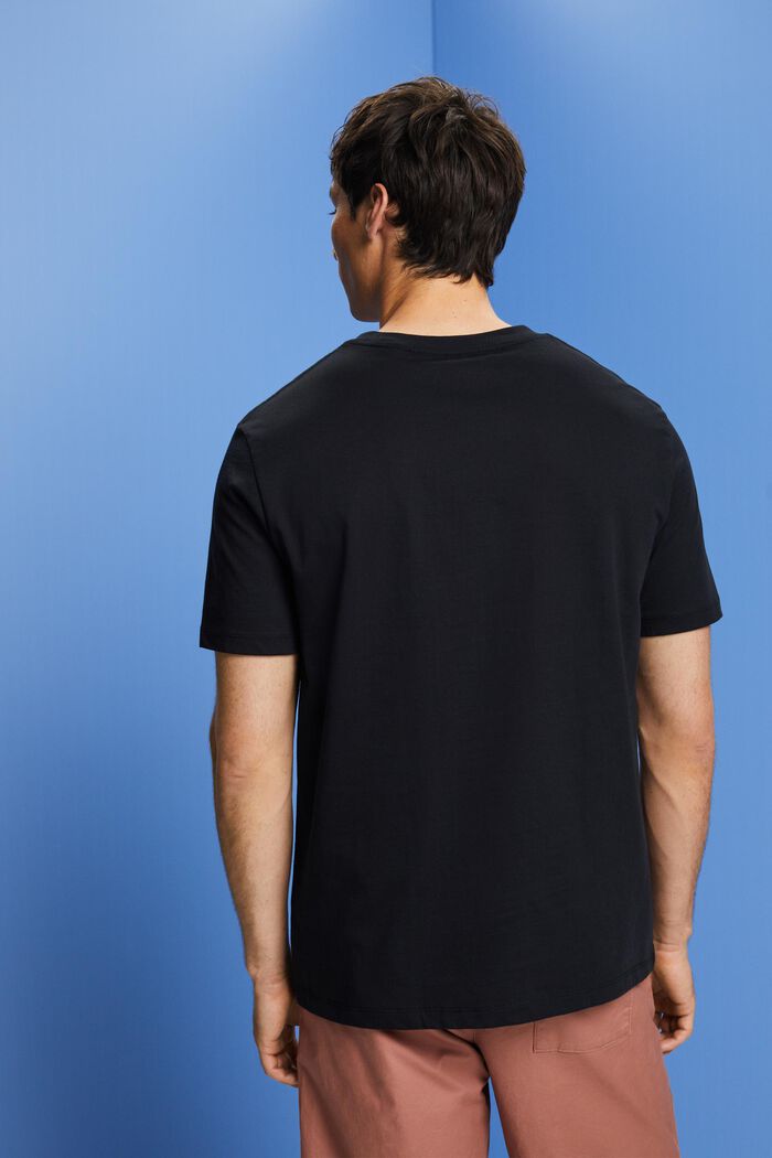 T-shirt met print op de borst, 100% katoen, BLACK, detail image number 3