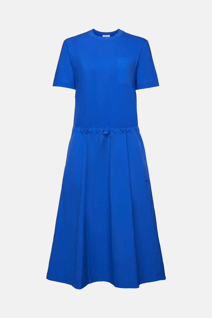 Midi-jurk van een materiaalmix, BRIGHT BLUE, detail image number 6