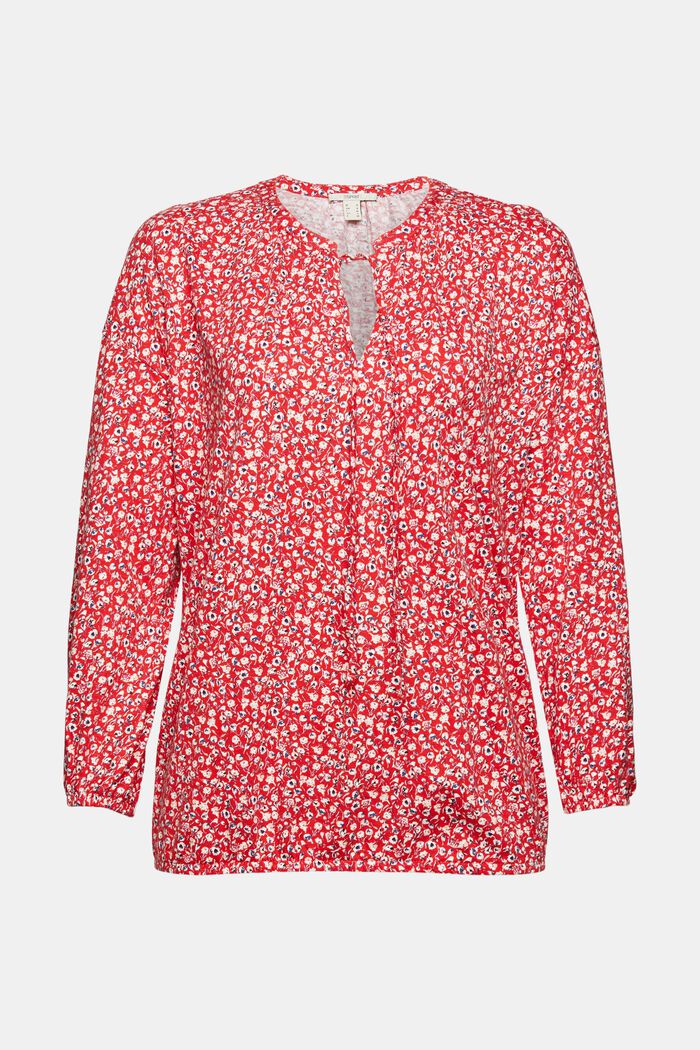 Longsleeve met een blouselook, mix van biologisch katoen, RED, overview