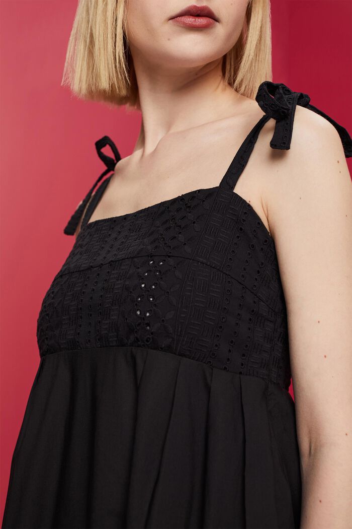 Midi-jurk met borduursel, LENZING™ ECOVERO™, BLACK, detail image number 2