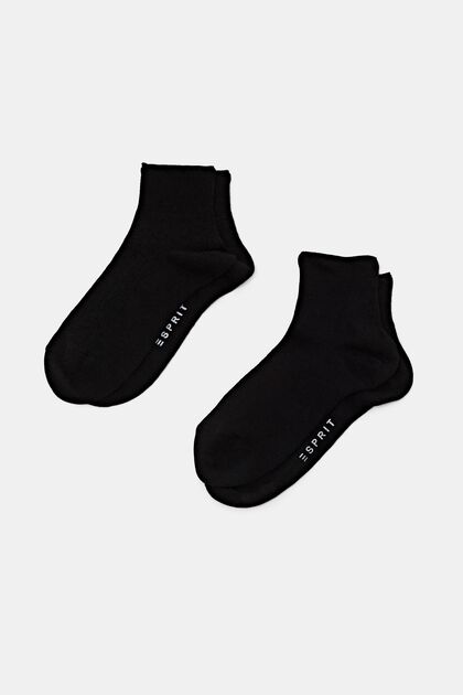 Set van 2 paar sokken met ajourpatroon, wolmix, BLACK, overview