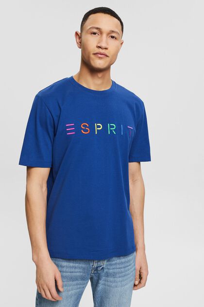T-shirt en jersey à logo brodé, BRIGHT BLUE, overview