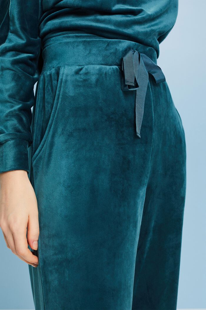 Pantalon de détente en velours, PETROL BLUE, detail image number 3